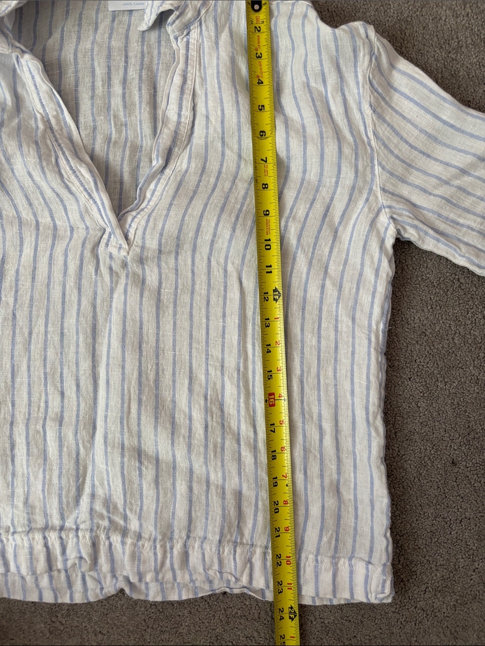 Martha Stewart Collection 100% Linen Blue & White Striped V-Neck Blouse Size M - Picture 11 of 11